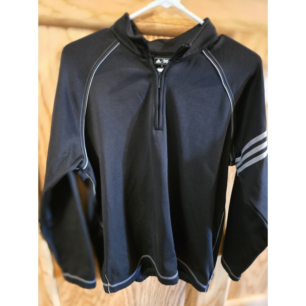 Adidas Golf Pullover Fleece 1/4 Zip Black Small Gray trim